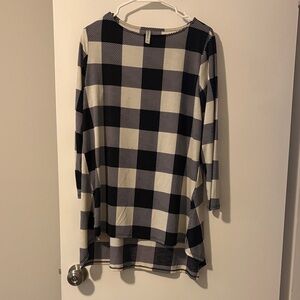 Plaid Black and White Women's Tunic